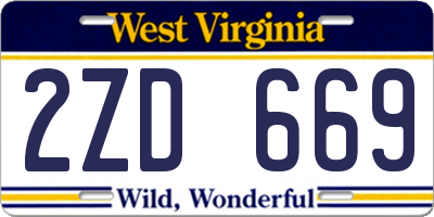 WV license plate 2ZD669