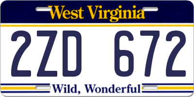WV license plate 2ZD672