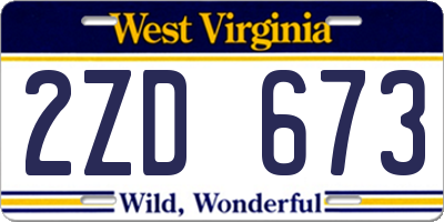 WV license plate 2ZD673