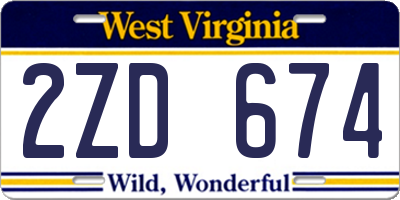 WV license plate 2ZD674