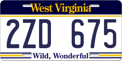 WV license plate 2ZD675