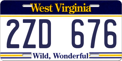 WV license plate 2ZD676