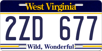 WV license plate 2ZD677