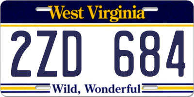 WV license plate 2ZD684