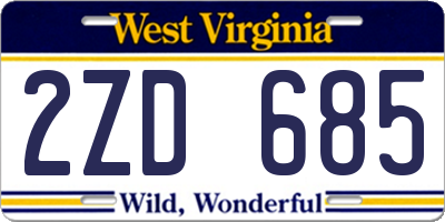 WV license plate 2ZD685