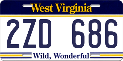 WV license plate 2ZD686
