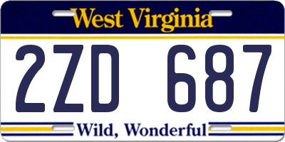 WV license plate 2ZD687