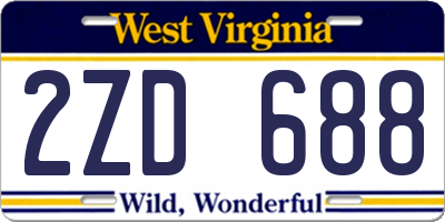 WV license plate 2ZD688