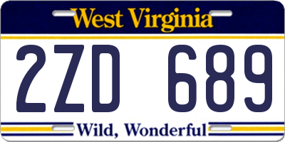 WV license plate 2ZD689