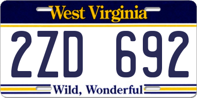 WV license plate 2ZD692