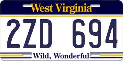 WV license plate 2ZD694