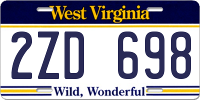 WV license plate 2ZD698