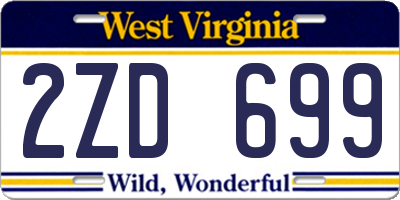 WV license plate 2ZD699