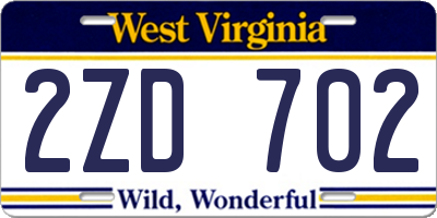 WV license plate 2ZD702