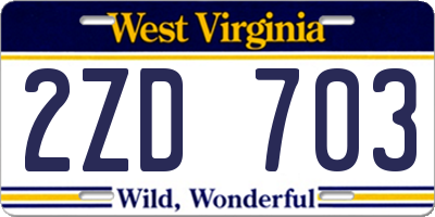 WV license plate 2ZD703