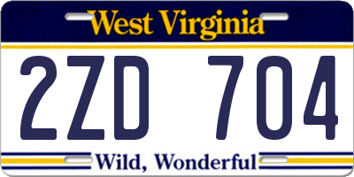 WV license plate 2ZD704