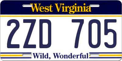 WV license plate 2ZD705