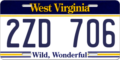 WV license plate 2ZD706
