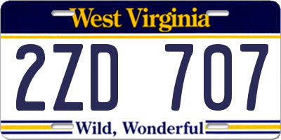 WV license plate 2ZD707