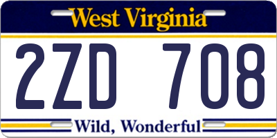 WV license plate 2ZD708
