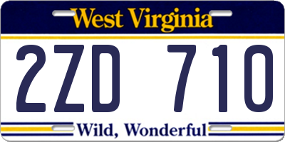 WV license plate 2ZD710