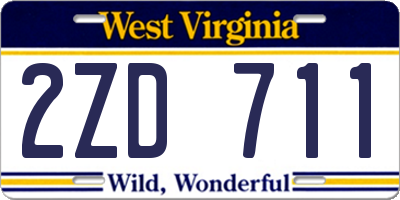 WV license plate 2ZD711
