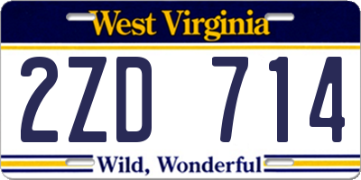 WV license plate 2ZD714