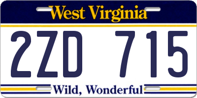 WV license plate 2ZD715