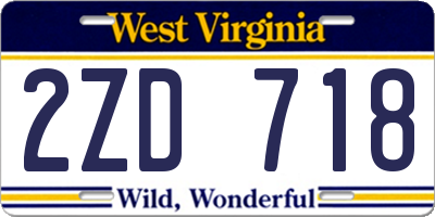 WV license plate 2ZD718