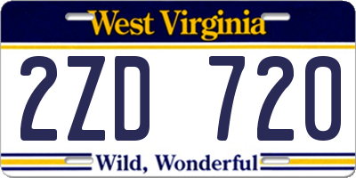 WV license plate 2ZD720