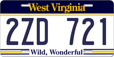 WV license plate 2ZD721