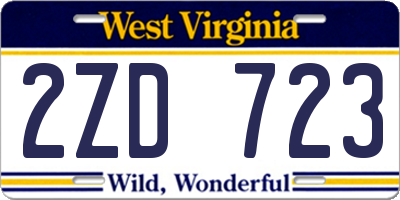 WV license plate 2ZD723