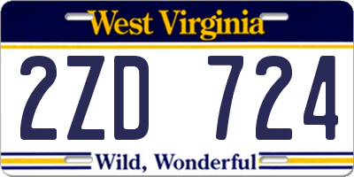 WV license plate 2ZD724