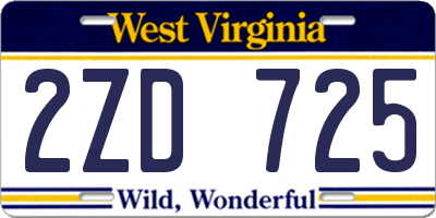 WV license plate 2ZD725