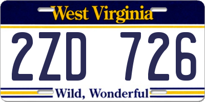 WV license plate 2ZD726