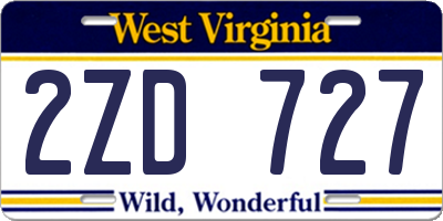 WV license plate 2ZD727