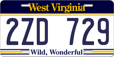 WV license plate 2ZD729
