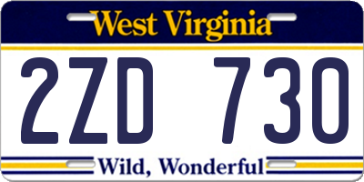 WV license plate 2ZD730