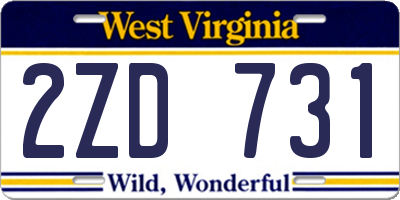 WV license plate 2ZD731