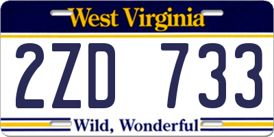 WV license plate 2ZD733