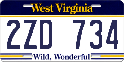 WV license plate 2ZD734