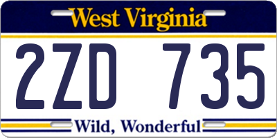 WV license plate 2ZD735