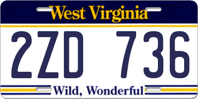 WV license plate 2ZD736