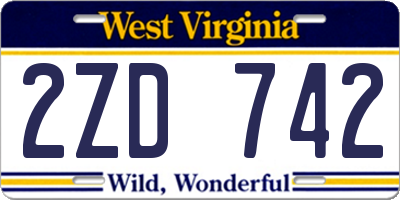 WV license plate 2ZD742