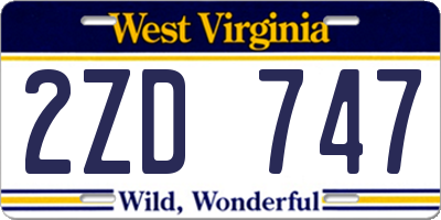 WV license plate 2ZD747
