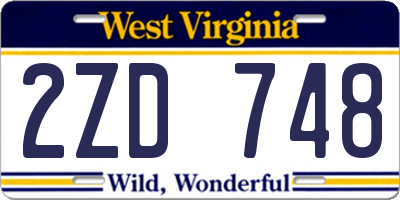 WV license plate 2ZD748