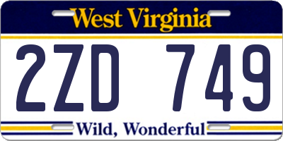 WV license plate 2ZD749