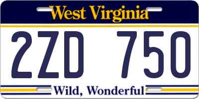 WV license plate 2ZD750