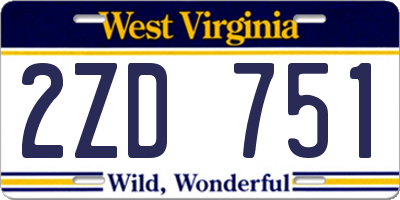 WV license plate 2ZD751