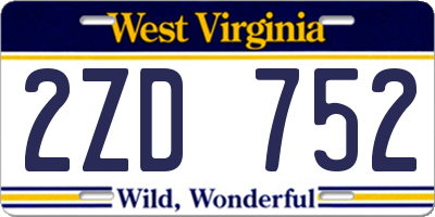 WV license plate 2ZD752